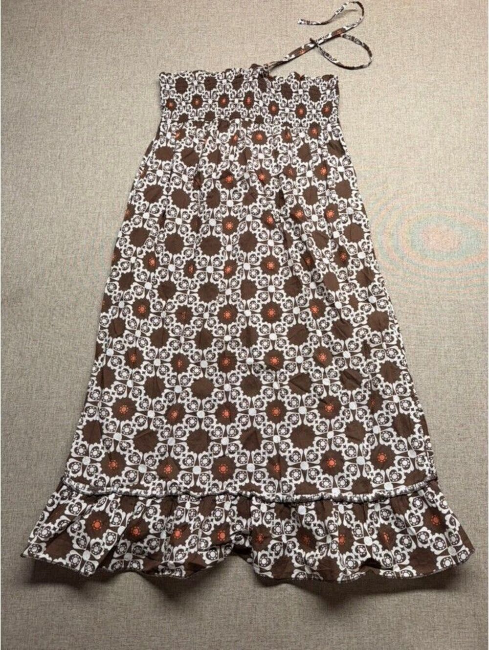 Vintage Y2K Style Xhilaration Geometric Smocked Tiered Skirt Dress Size Large